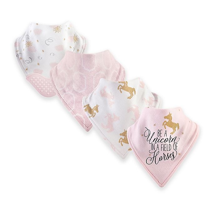 slide 1 of 1, Yoga Sprout Unicorn Bandana Bibs - Pink/White, 12 ct