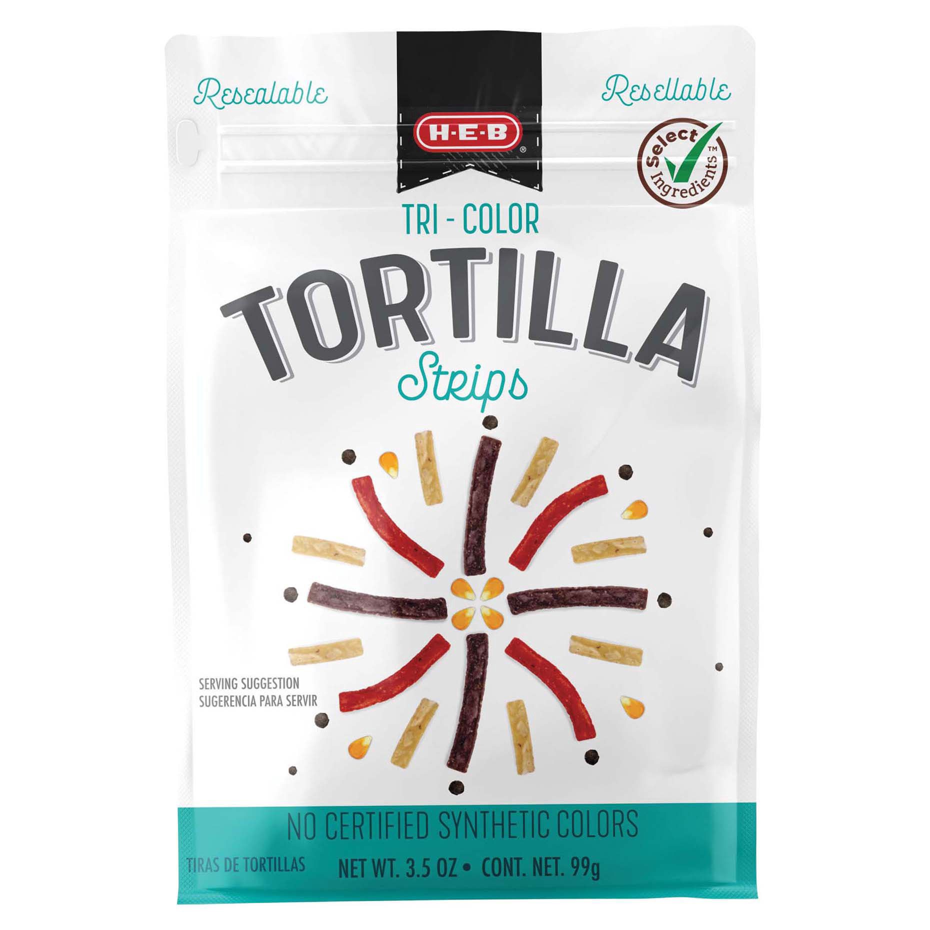 slide 1 of 1, H-E-B Tri-color Tortilla Strips, 3.5 oz
