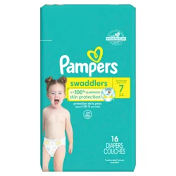 Pampers Swaddlers Diapers, Size 7 (41+ lbs), 16 Count, Ultra Absorbent Disposable Infant Diaper