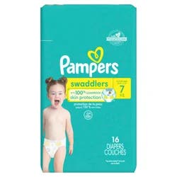 Pampers Swaddlers Diapers, Size 7 (41+ lbs), 16 Count, Ultra Absorbent Disposable Infant Diaper