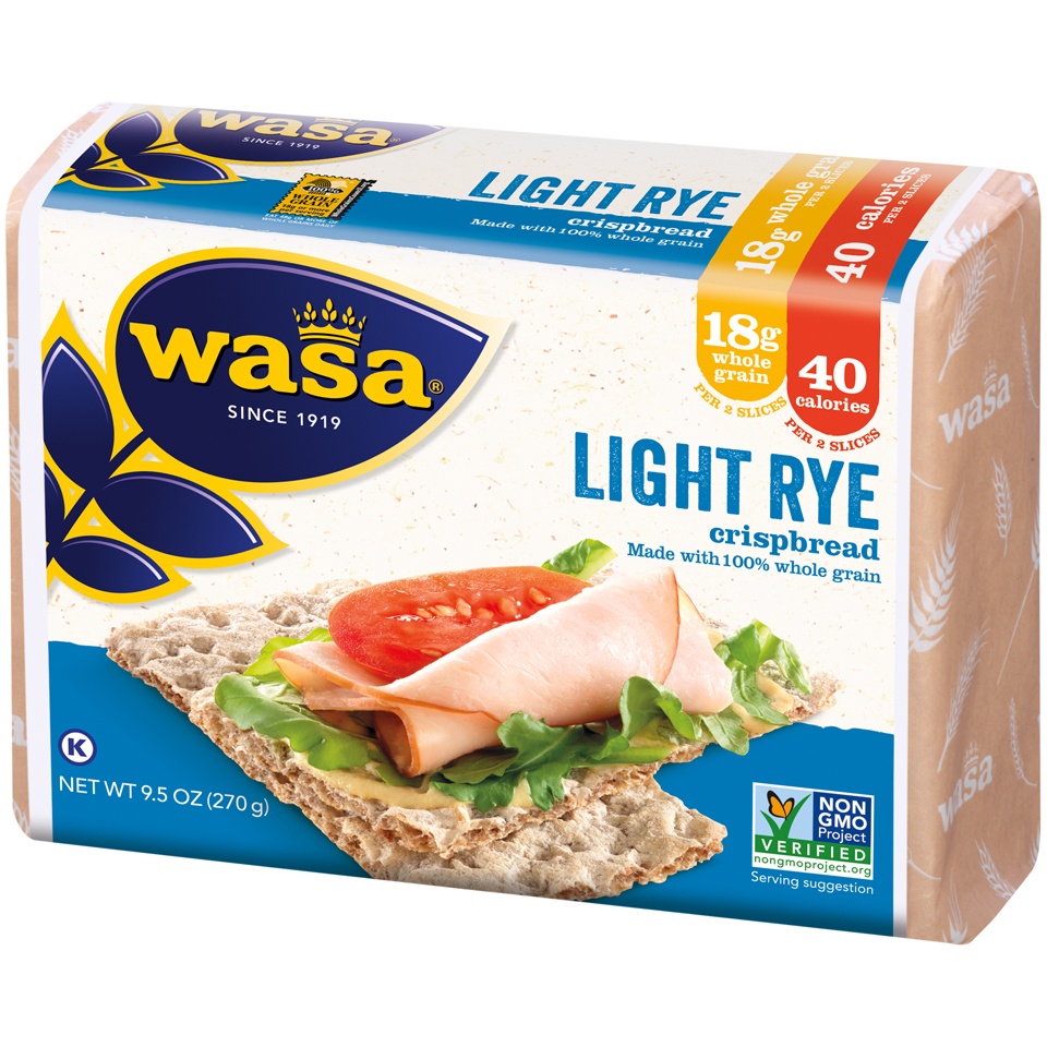 slide 3 of 6, Wasa Light Rye Crispbread, 9.5 oz
