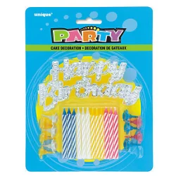 Unique Industries Party Candles With Happy Birthday Cake Topper
