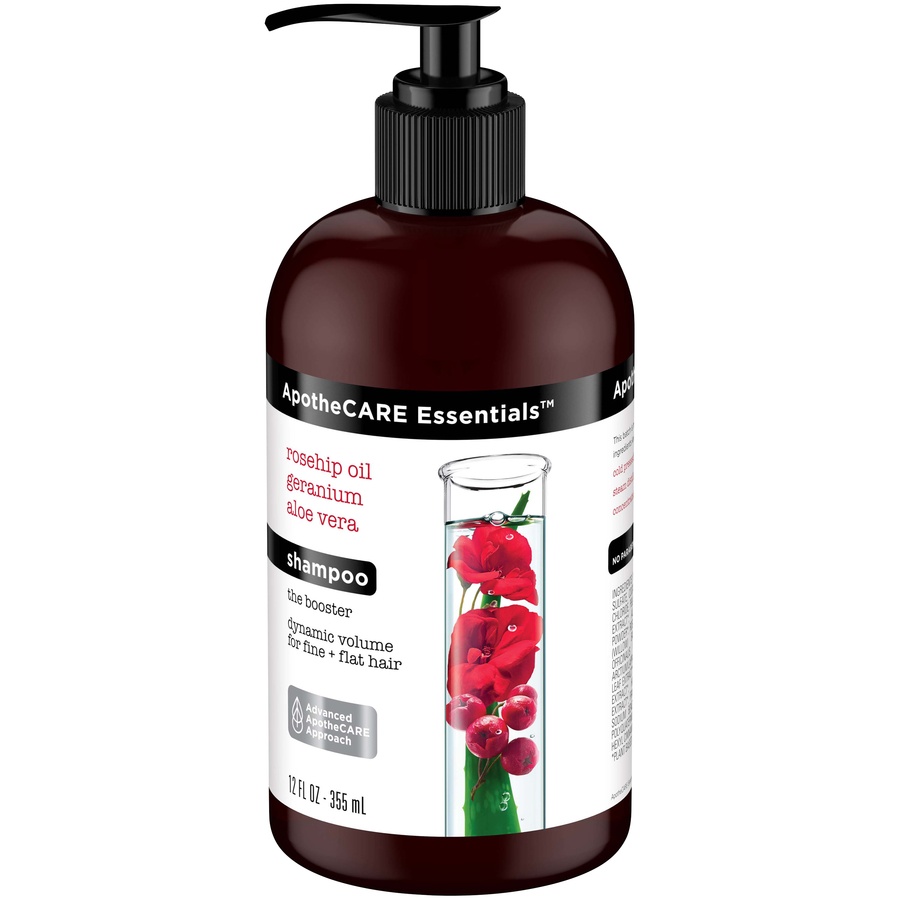 slide 2 of 4, ApotheCARE Essentials The Booster Rosehip Oil, Geranium, Aloe Vera Shampoo, 12 fl oz