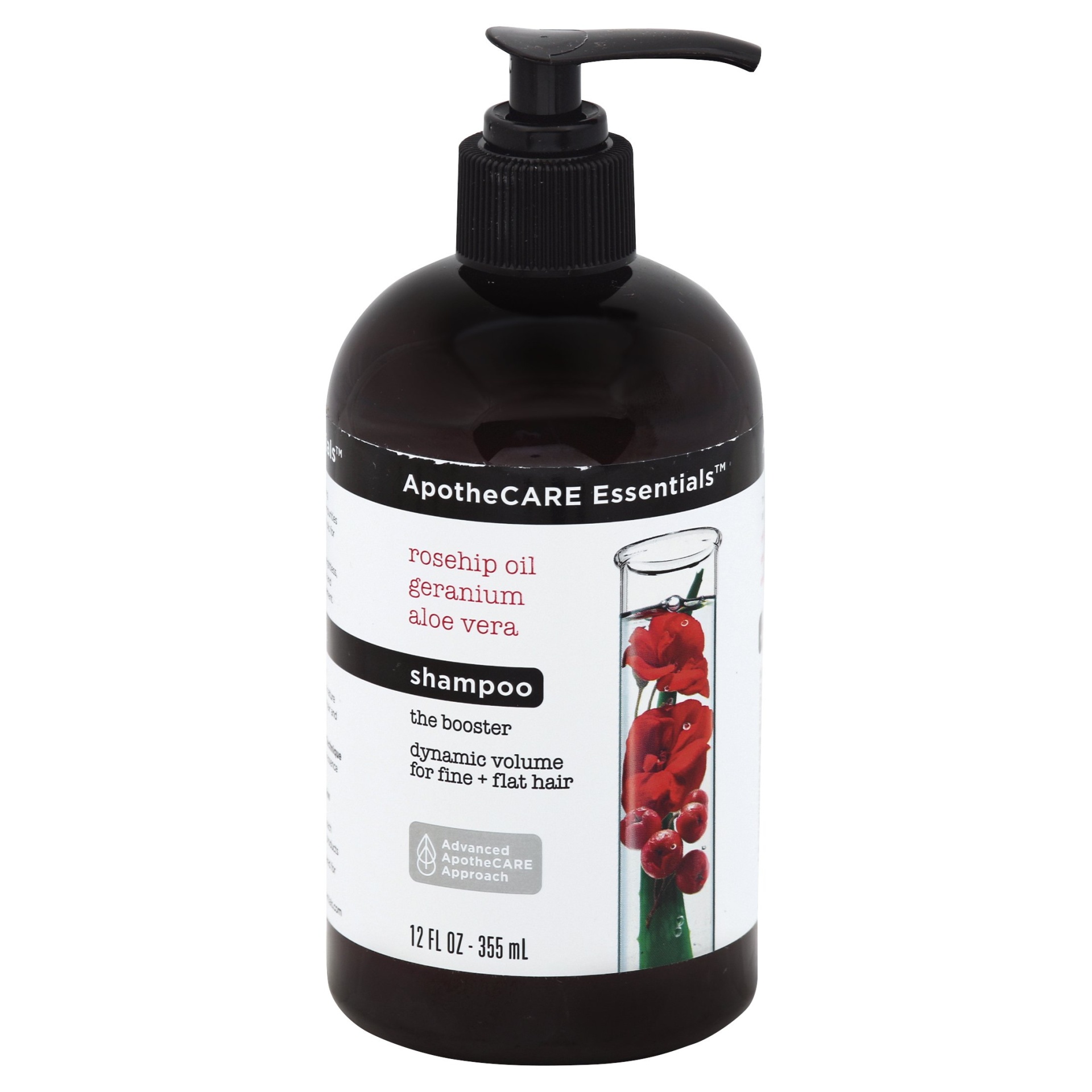 slide 1 of 4, ApotheCARE Essentials The Booster Rosehip Oil, Geranium, Aloe Vera Shampoo, 12 fl oz