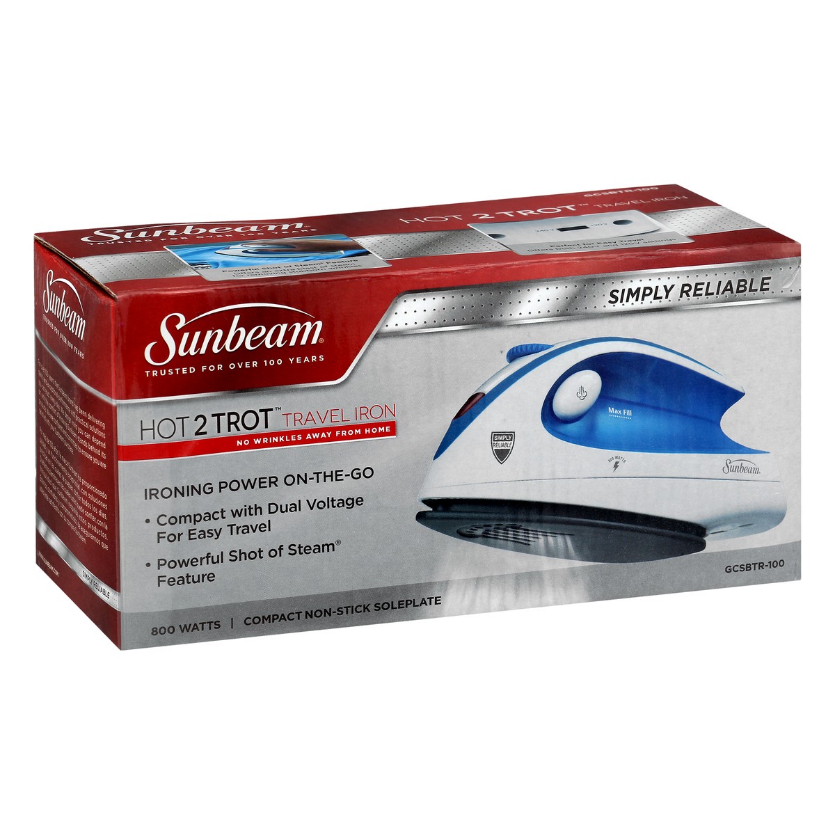 slide 2 of 9, Sunbeam Hot 2 Trot On-The-Go Travel Iron 1 ea, 1 ct