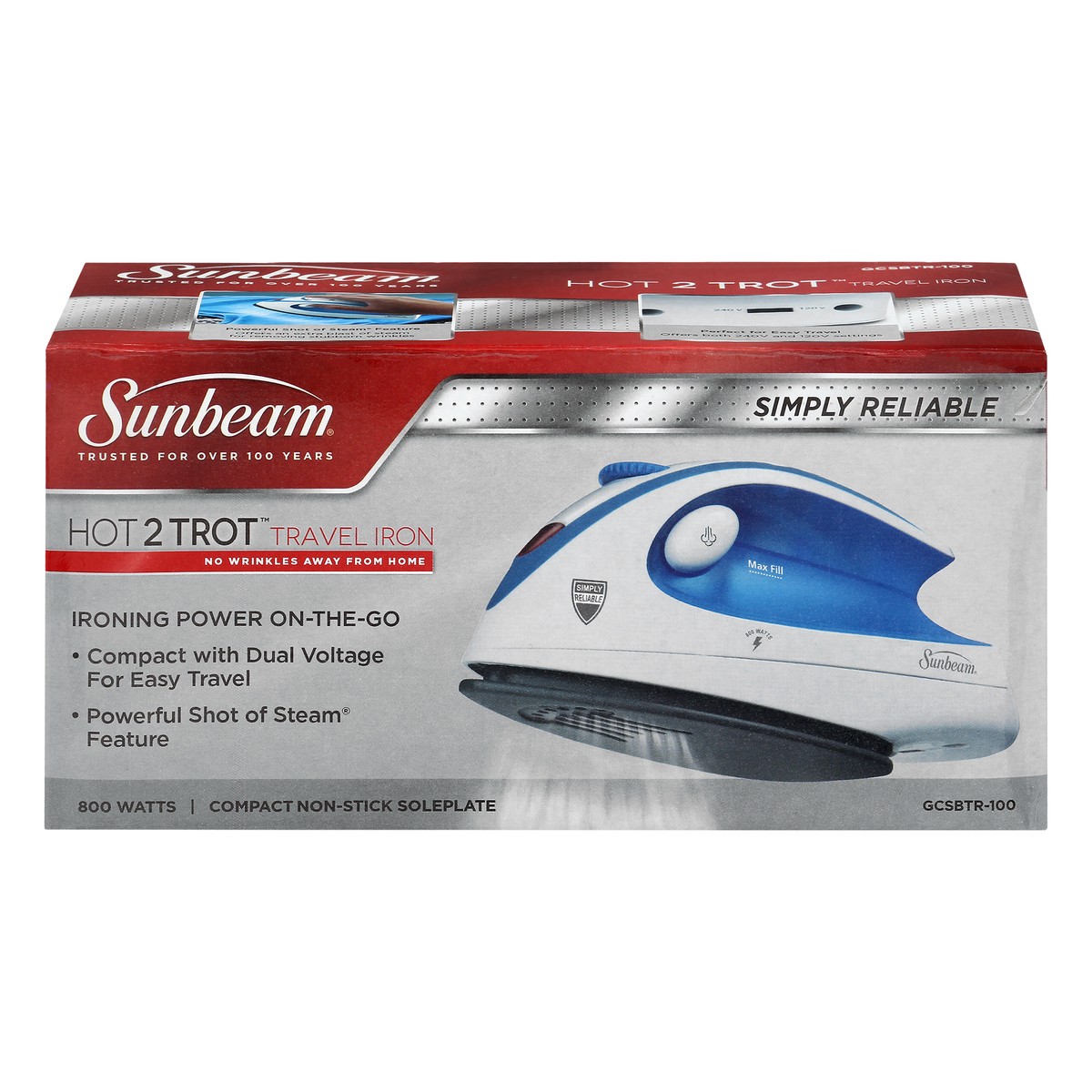 slide 1 of 9, Sunbeam Hot 2 Trot On-The-Go Travel Iron 1 ea, 1 ct