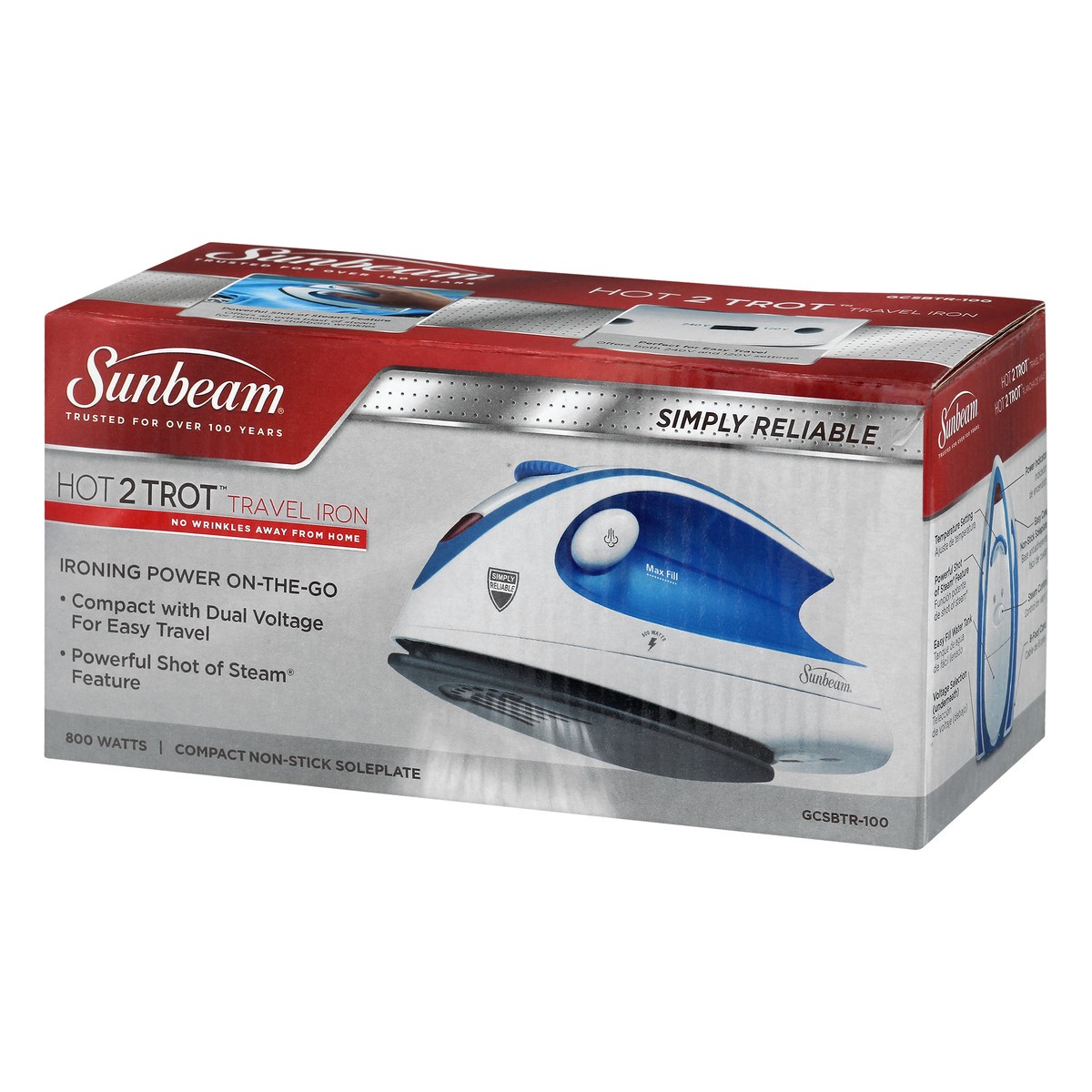 slide 3 of 9, Sunbeam Hot 2 Trot On-The-Go Travel Iron 1 ea, 1 ct