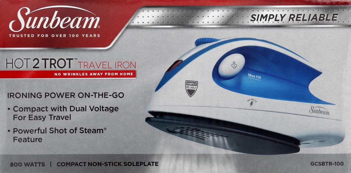 slide 6 of 9, Sunbeam Hot 2 Trot On-The-Go Travel Iron 1 ea, 1 ct