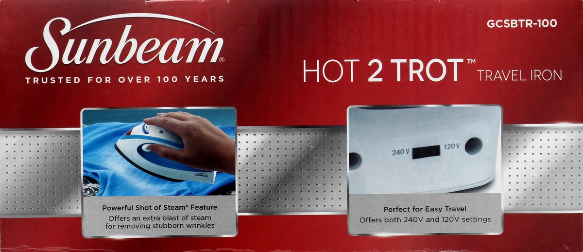 slide 9 of 9, Sunbeam Hot 2 Trot On-The-Go Travel Iron 1 ea, 1 ct