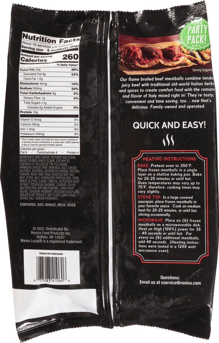 slide 8 of 13, Mama Lucia Beef Classic Flame Broiled Meatballs Bite Size Party Pack 48 oz, 96 ct; 48 oz