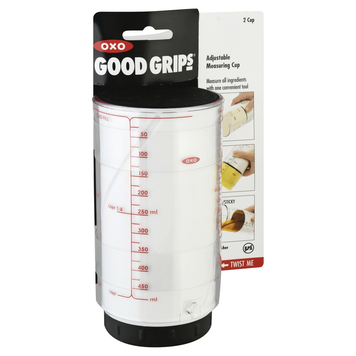 slide 2 of 8, OXO Good Grips Adjustable 2-Cup Measuring Cup, 1 ct