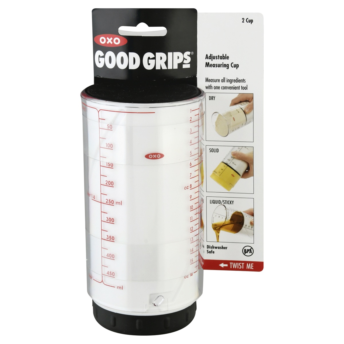 slide 1 of 8, OXO Good Grips Adjustable 2-Cup Measuring Cup, 1 ct