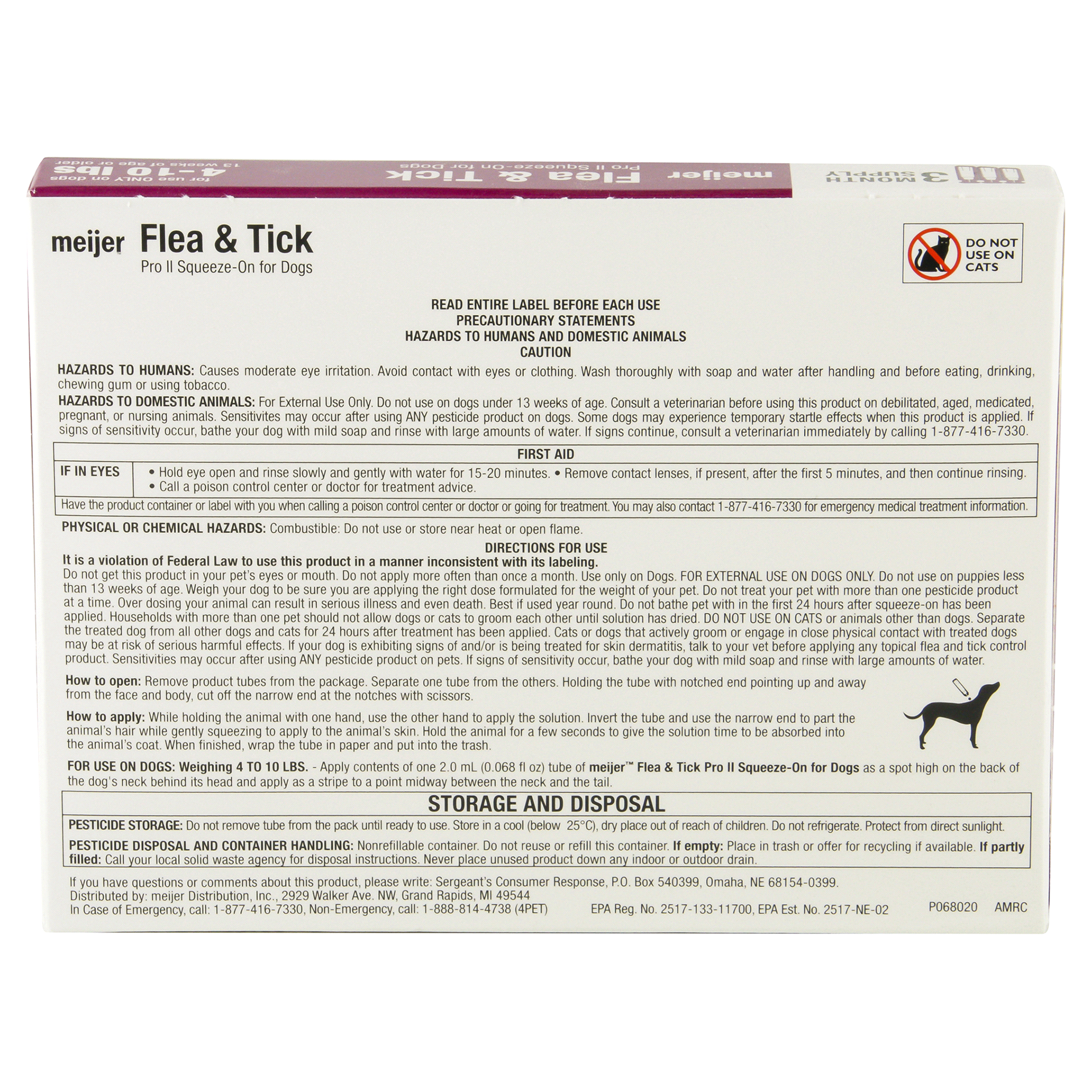 slide 11 of 13, Meijer Pro II Squeeze-On Flea & Tick for Dogs, 04 ct; 10 lb, 3 ct