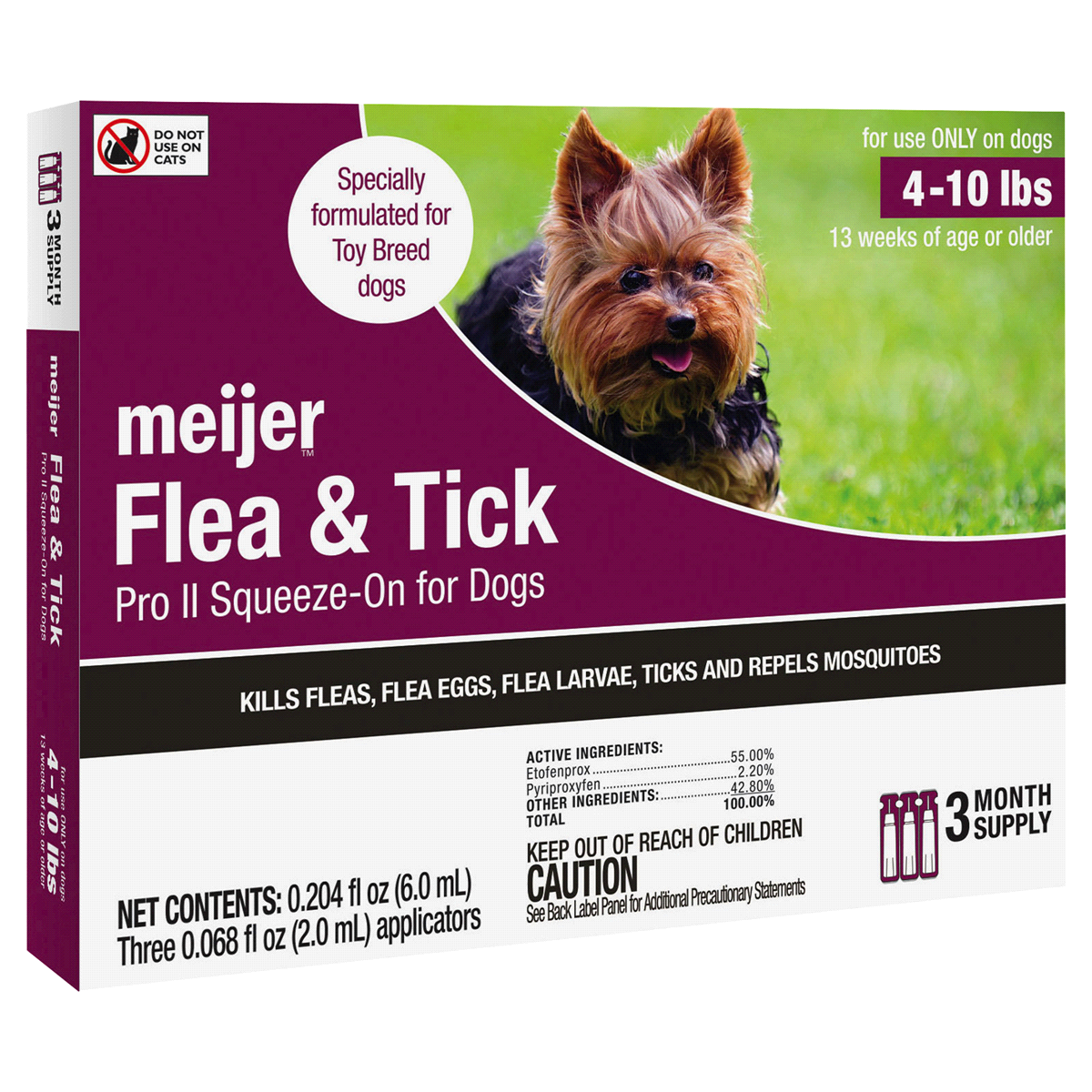 slide 1 of 13, Meijer Pro II Squeeze-On Flea & Tick for Dogs, 04 ct; 10 lb, 3 ct