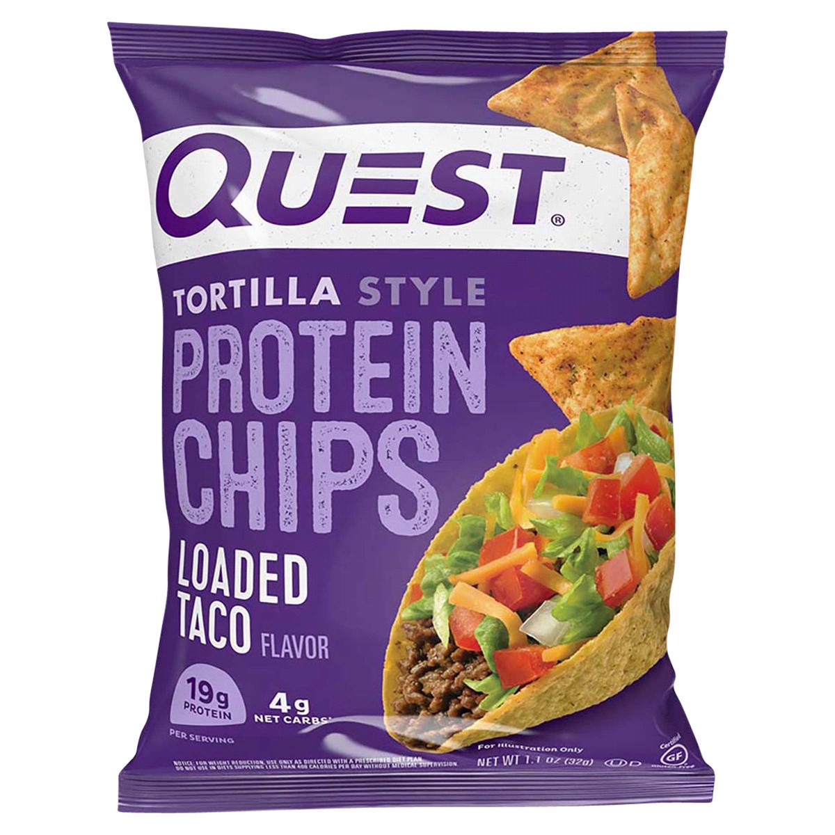 slide 1 of 2, Quest Protein Chips, Loaded Taco Flavor, Tortilla Style - 1.1 oz, 1.1 oz