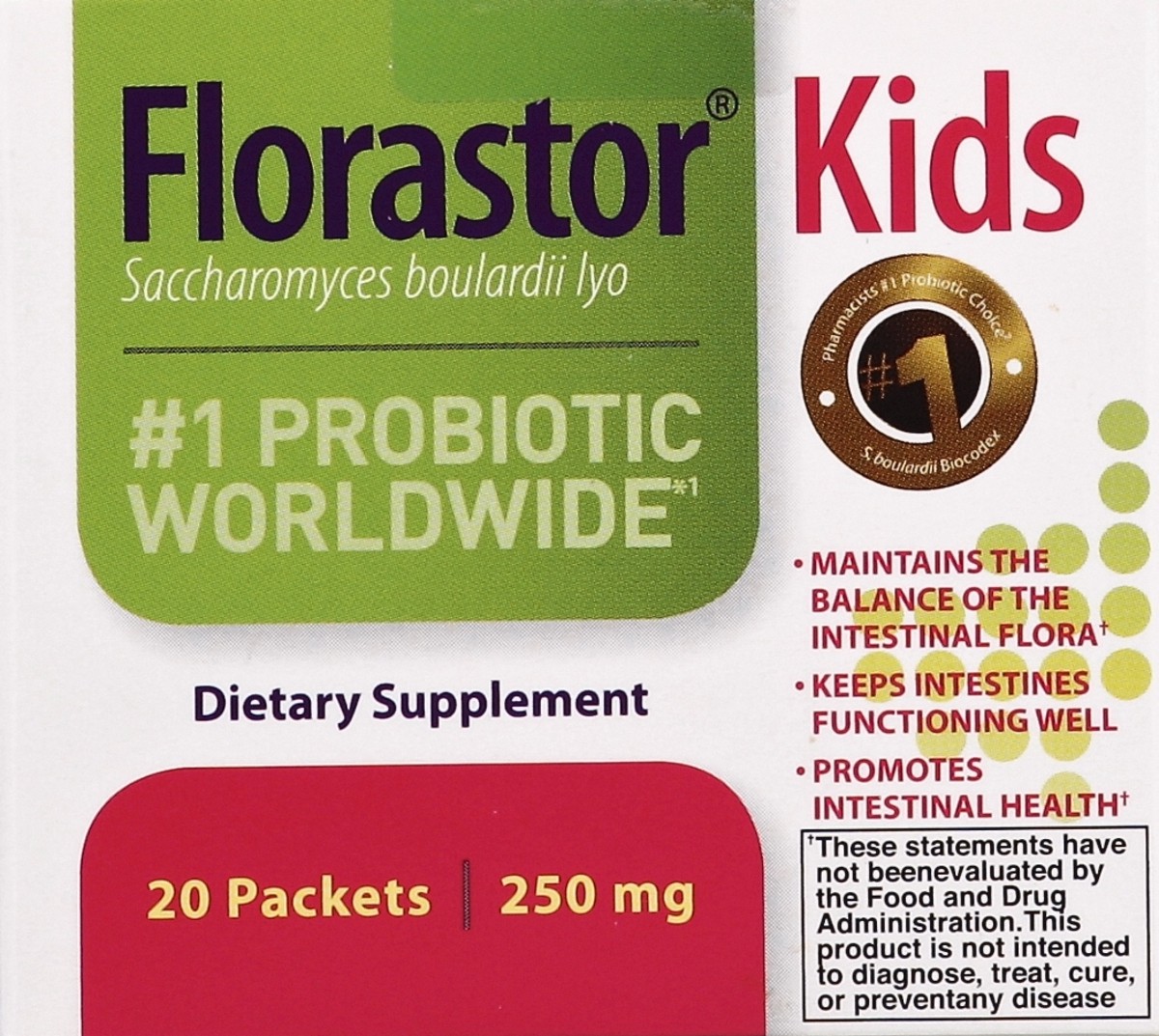 slide 2 of 4, Florastor Probiotic, 250 mg, Packets, 20 ct