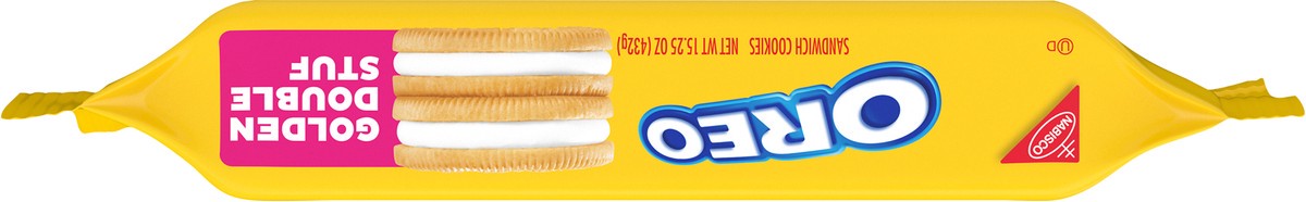 slide 9 of 9, OREO Double Stuf Golden Sandwich Cookies, 15.25 oz, 15.25 oz
