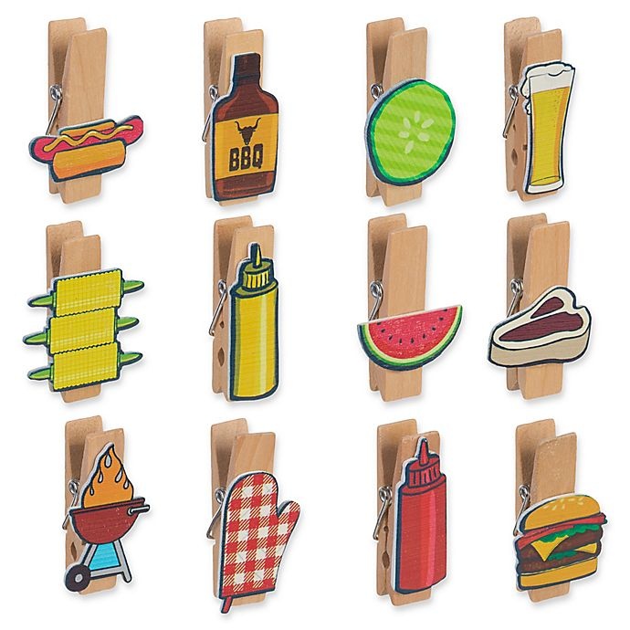 slide 1 of 1, Grasslands Road BBQ Icons Magnetic Photo Clip Set, 12 ct