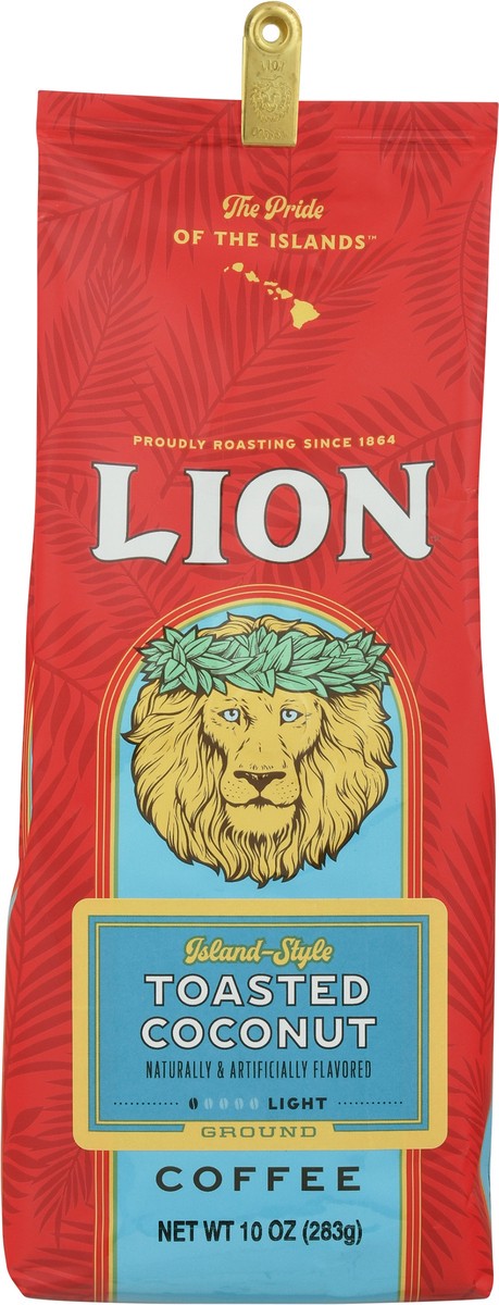 slide 11 of 13, Lion Toasted Coconut Light Roast Ground Coffee - 10 oz, 10 oz