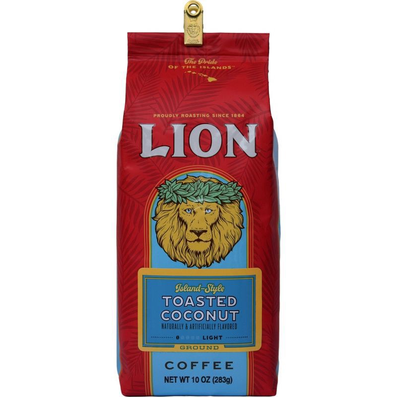 slide 1 of 13, Lion Toasted Coconut Light Roast Ground Coffee - 10 oz, 10 oz