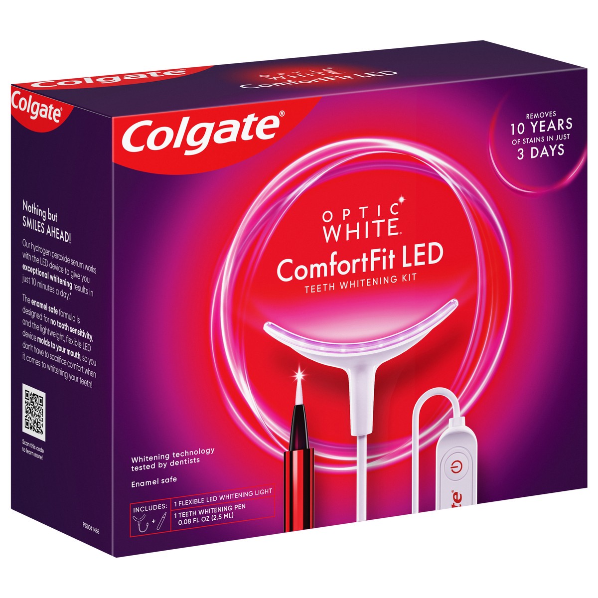 slide 7 of 8, Colgate Optic White ComfortFit LED Teeth Whitening Kit, Hydrogen Peroxide Teeth Whitening Gel Kit, Helps Remove 10 Years of Stains, Enamel Safe, Includes Whitening Pen and Flexible LED Light, 1 ct