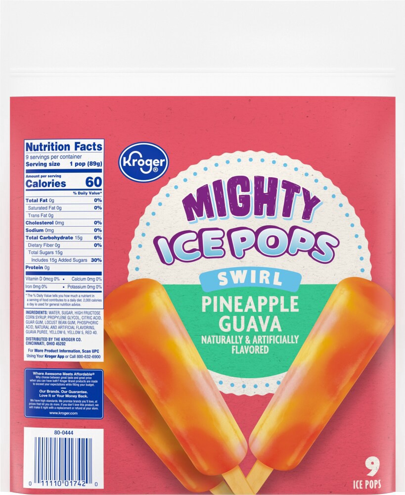 slide 2 of 2, Kroger Ice Pix Pineapple-Guava Pops, 9 ct; 3 fl oz