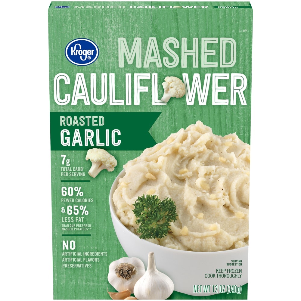 slide 1 of 1, Kroger Roasted Garlic Mashed Cauliflower, 12 oz