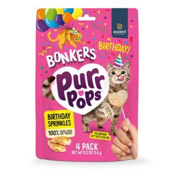 Bonkers Purrpops Chicken Flavor Birthday Pops Lickable Cat Treats - 4 ct