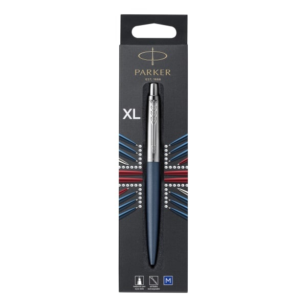 slide 1 of 2, Parker Jotter Xl Ballpoint Pen, Primrose Matte Blue, Chrome Trim, Medium Point, Blue Ink, 1 ct