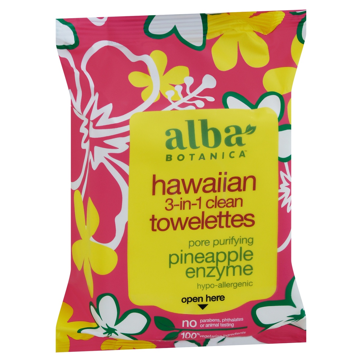 slide 2 of 10, Alba Botanica Hawaiian 3-In-1 Clean Towelettes Deep Pore Purifying Pineapple Enzyme, 30 ct