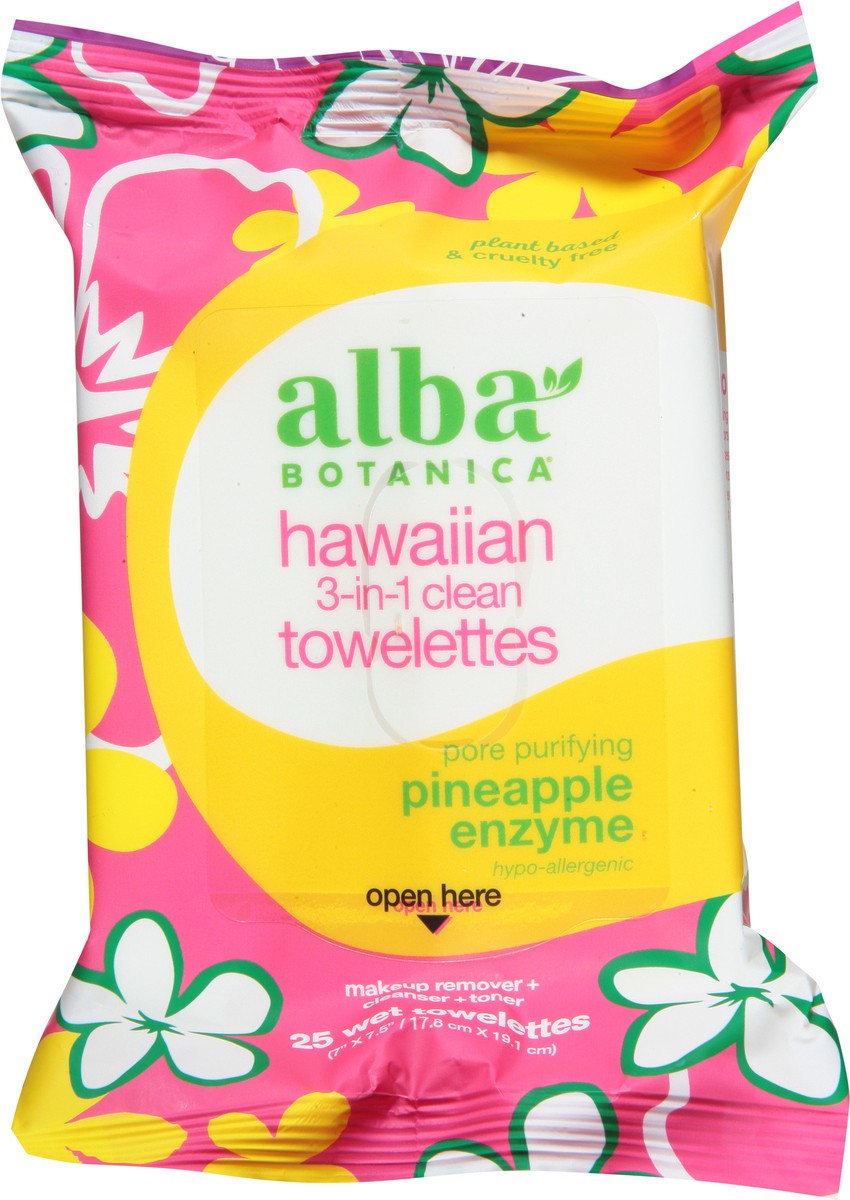 slide 6 of 7, Alba Botanica Pineapple Enzyme Hawaiian 3-in-1 Clean Wet Towelettes 25 ct Pack, 25 ct
