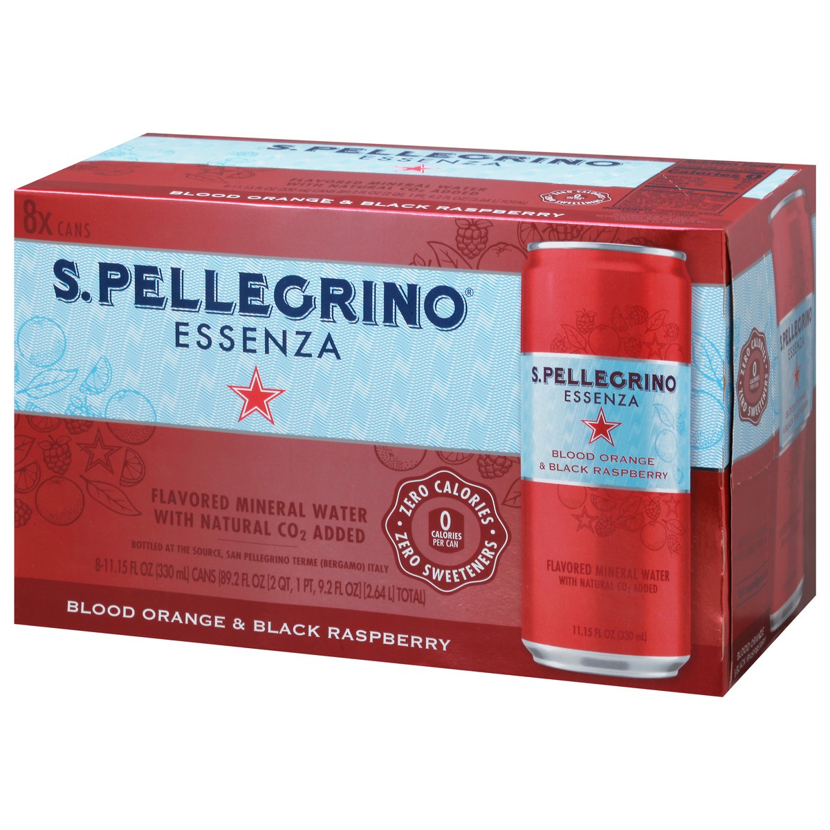 slide 3 of 9, San Pellegrino Blood Orange & Blackberry Sparkling Mineral Water, 8 ct; 11.15 fl oz