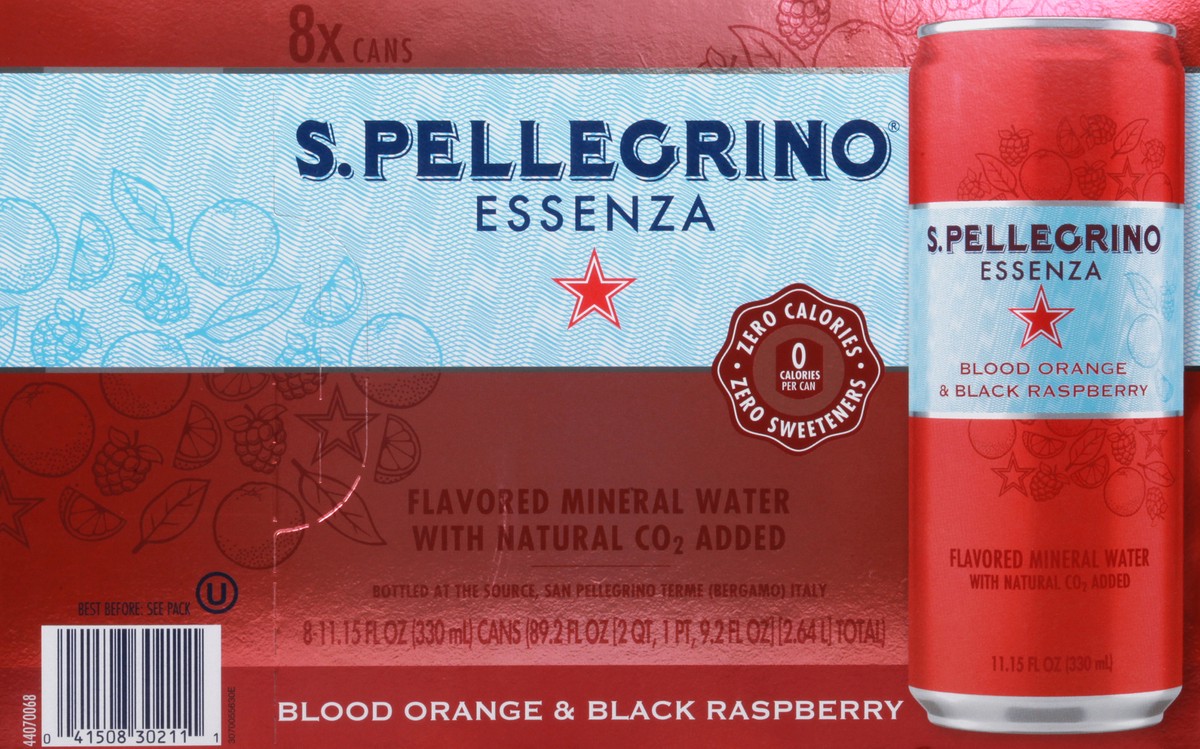slide 5 of 9, San Pellegrino Blood Orange & Blackberry Sparkling Mineral Water, 8 ct; 11.15 fl oz