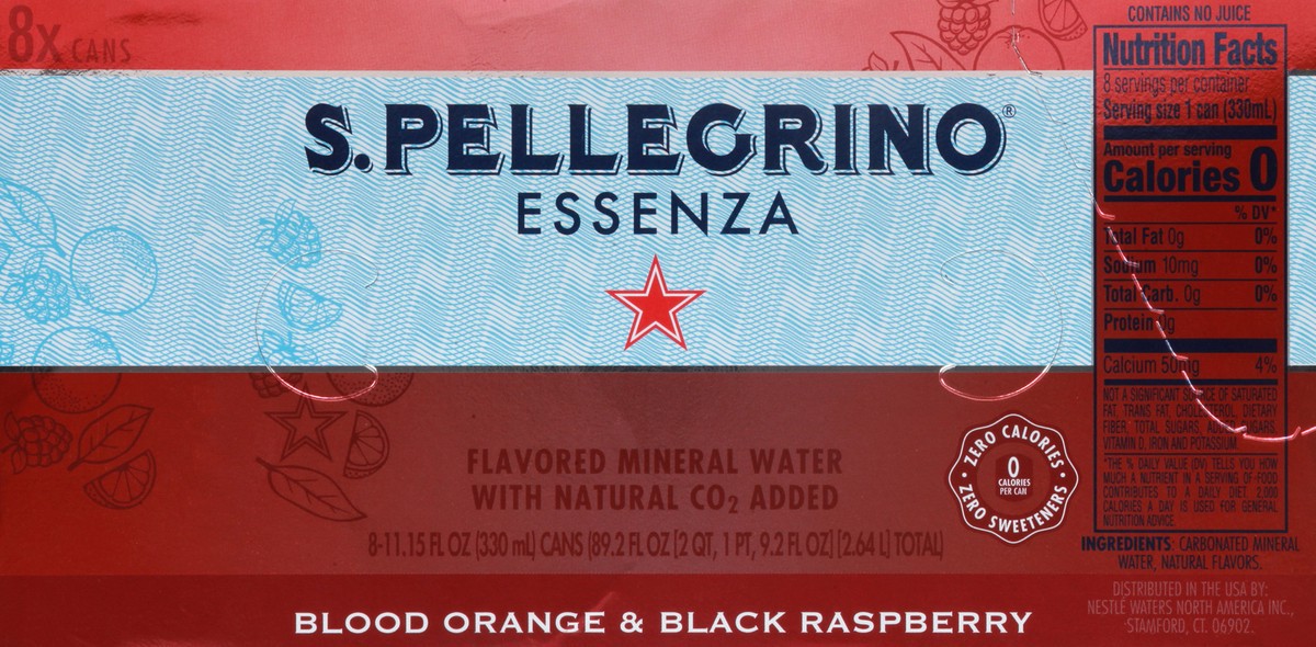 slide 9 of 9, San Pellegrino Blood Orange & Blackberry Sparkling Mineral Water, 8 ct; 11.15 fl oz