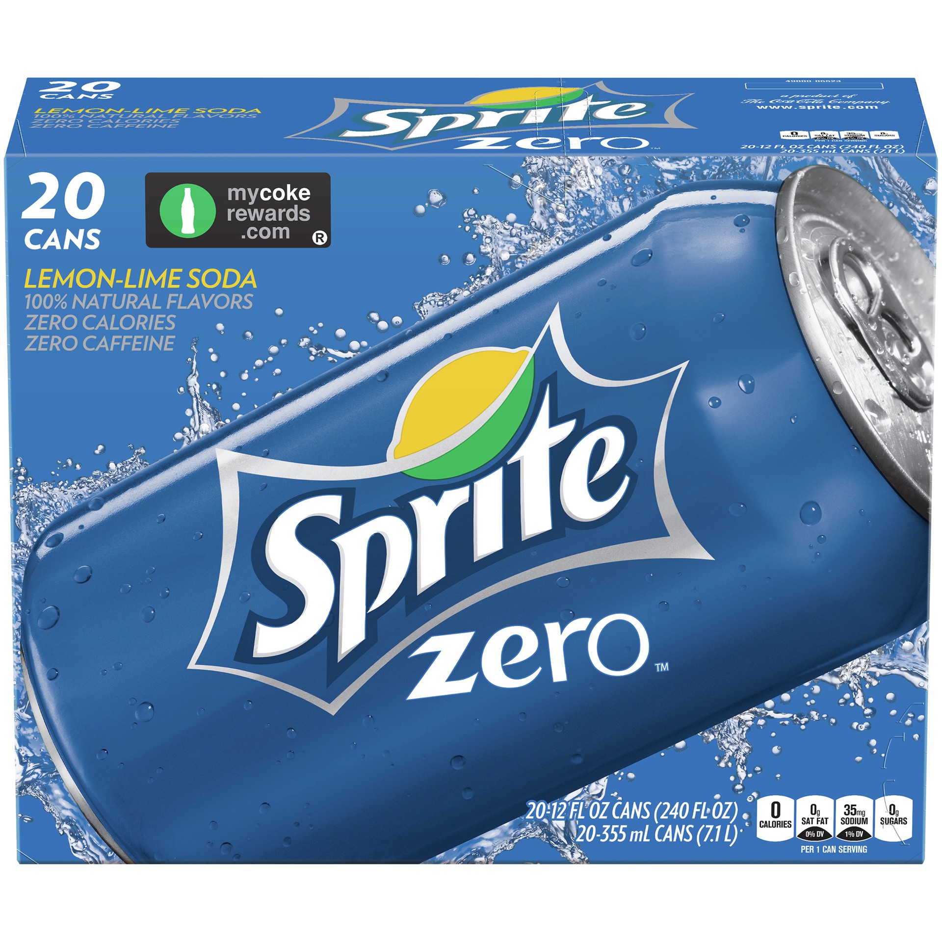 slide 7 of 7, Sprite Zero Sugar Cans, 12 fl oz, 20 Pack, 20 ct