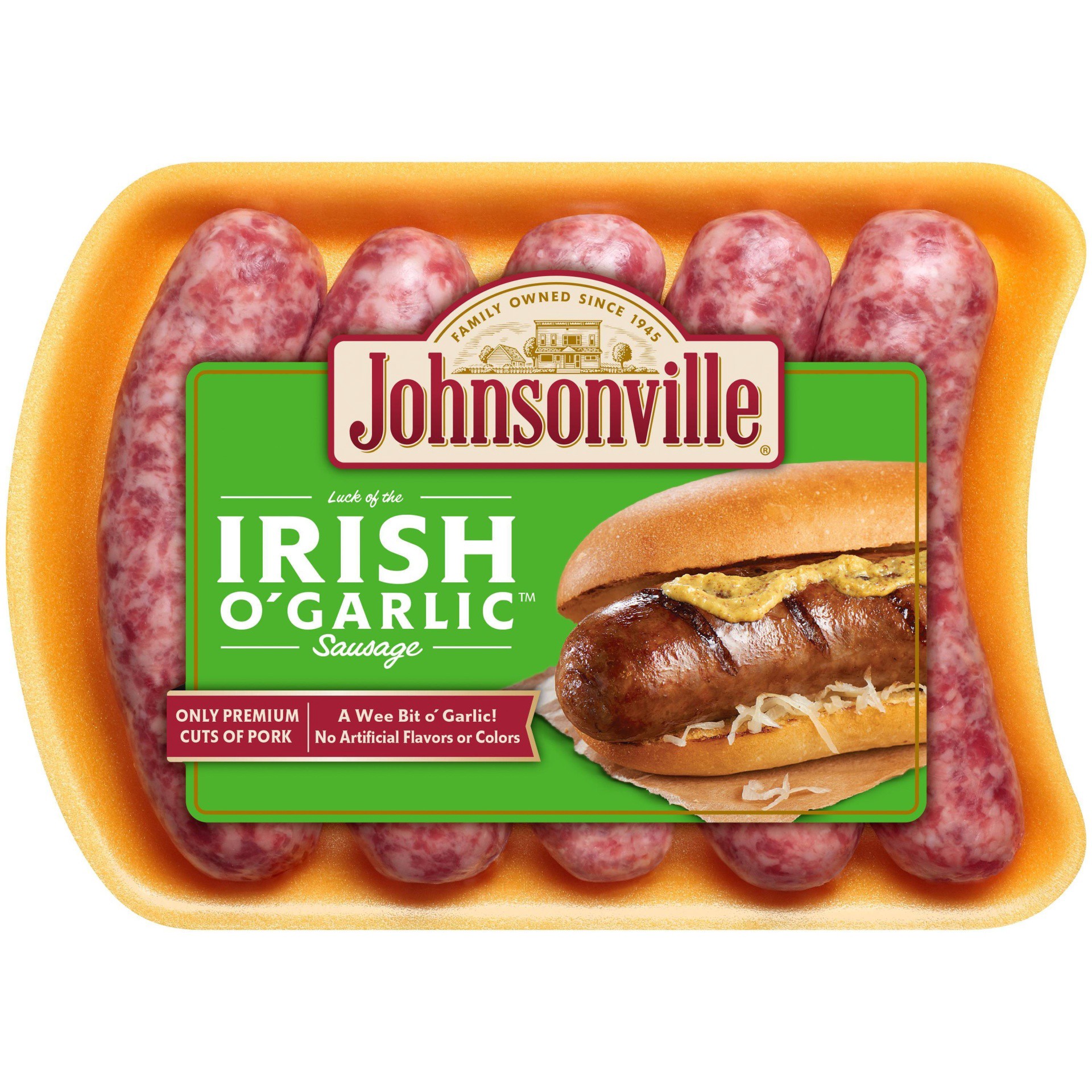 slide 1 of 5, Johnsonville Irish O'Garlic Sausage Links, 5 ct; 19 oz