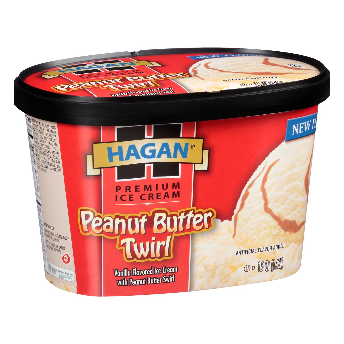 slide 10 of 10, Hagan Premium Ice Cream Peanut Butter Twirl 1.5 qt. Tub, 1.42 liter