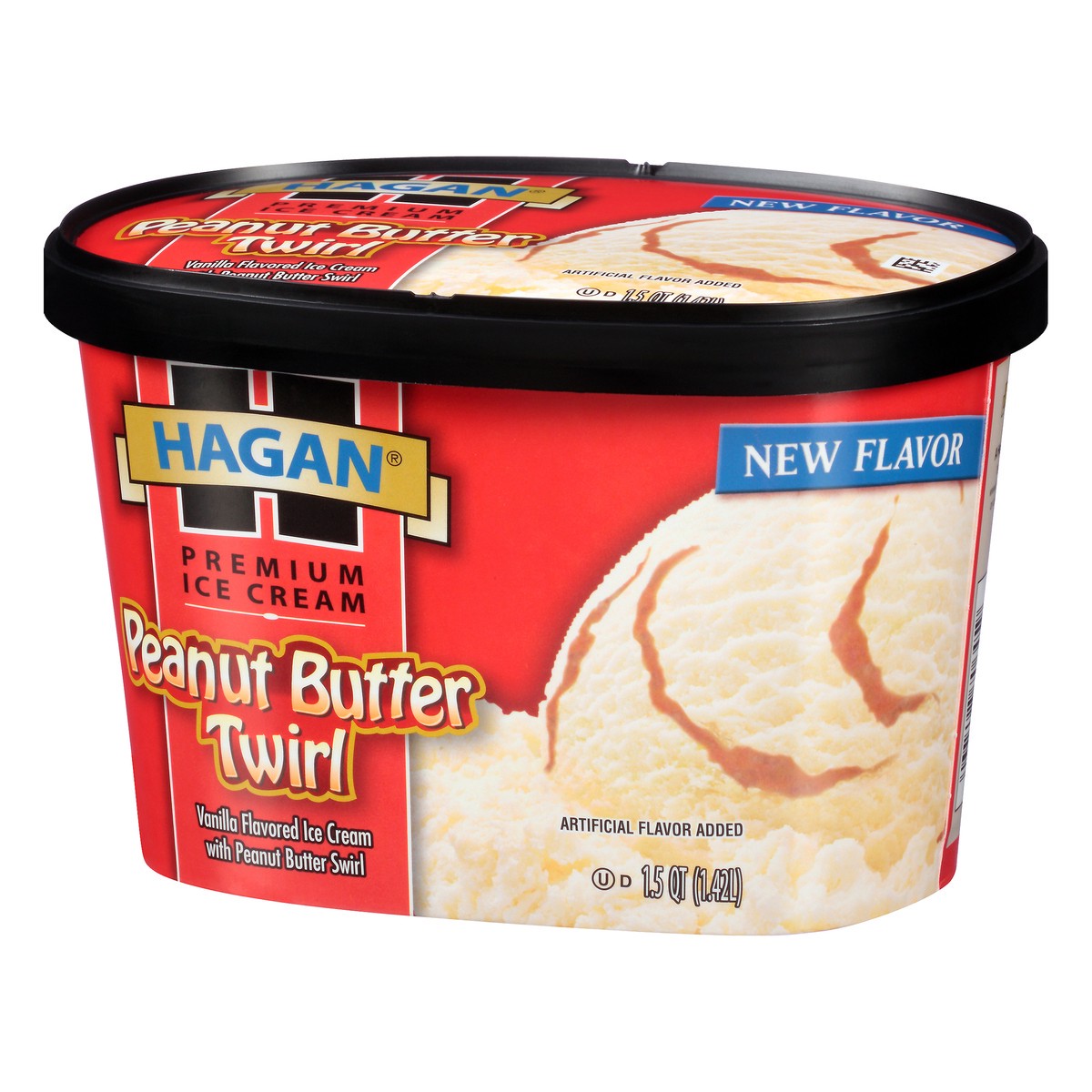 slide 2 of 10, Hagan Premium Ice Cream Peanut Butter Twirl 1.5 qt. Tub, 1.42 liter