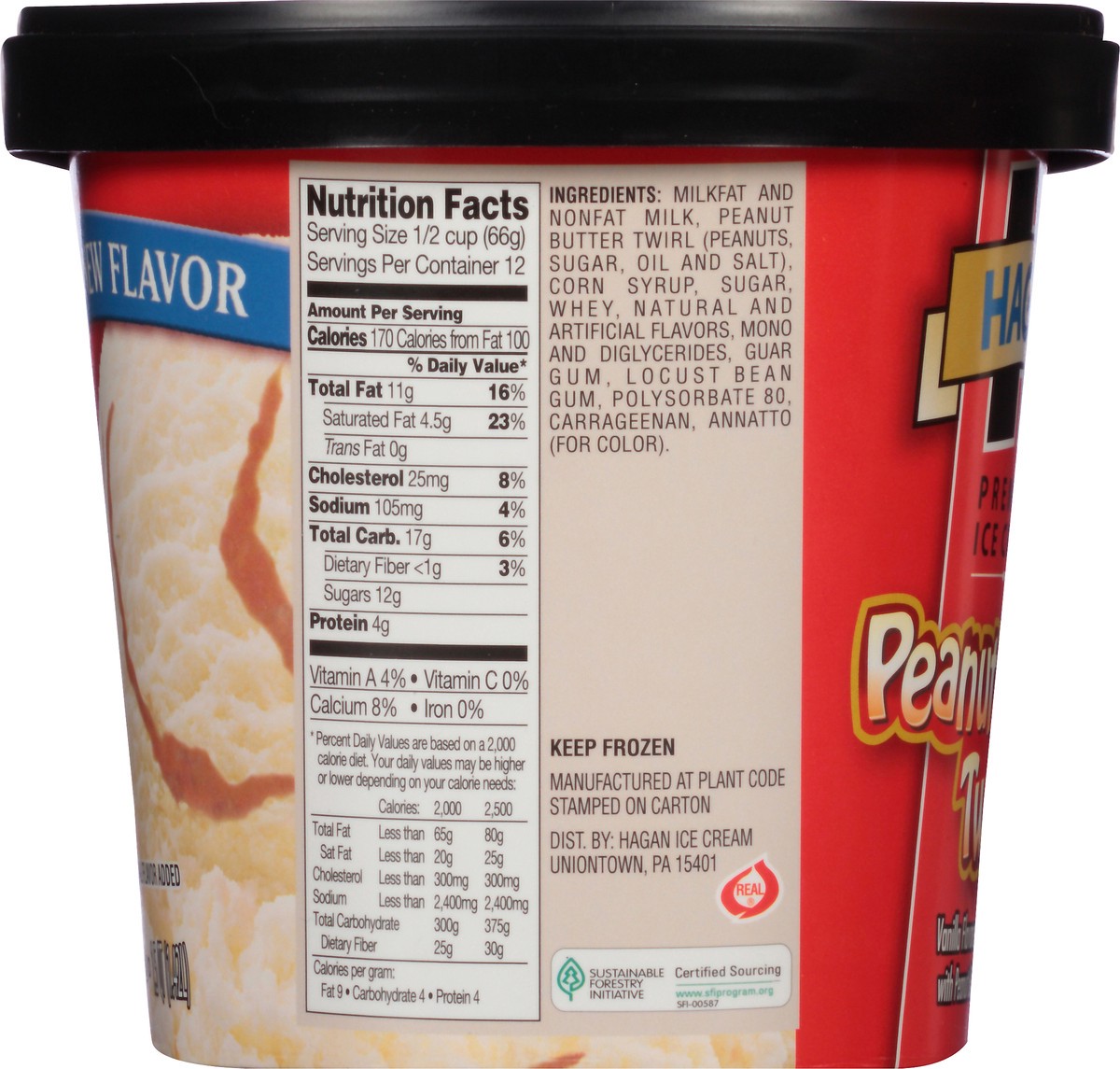 slide 9 of 10, Hagan Premium Ice Cream Peanut Butter Twirl 1.5 qt. Tub, 1.42 liter
