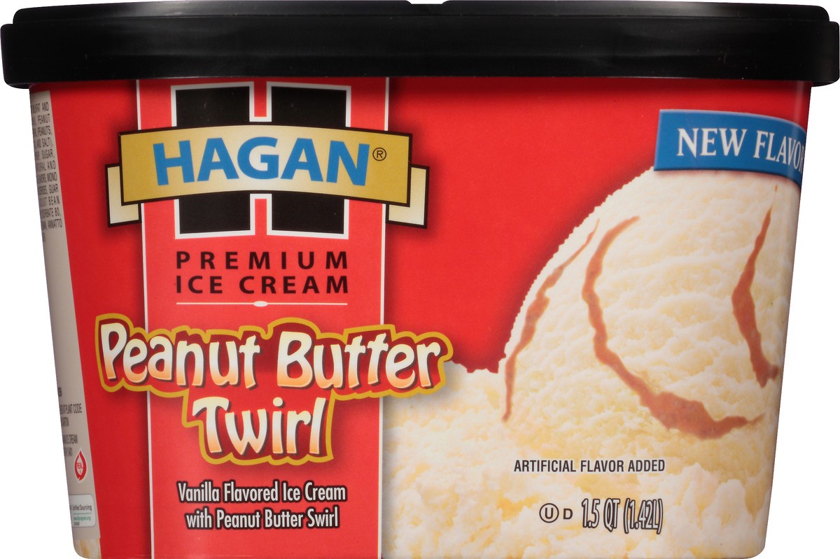 slide 3 of 10, Hagan Premium Ice Cream Peanut Butter Twirl 1.5 qt. Tub, 1.42 liter