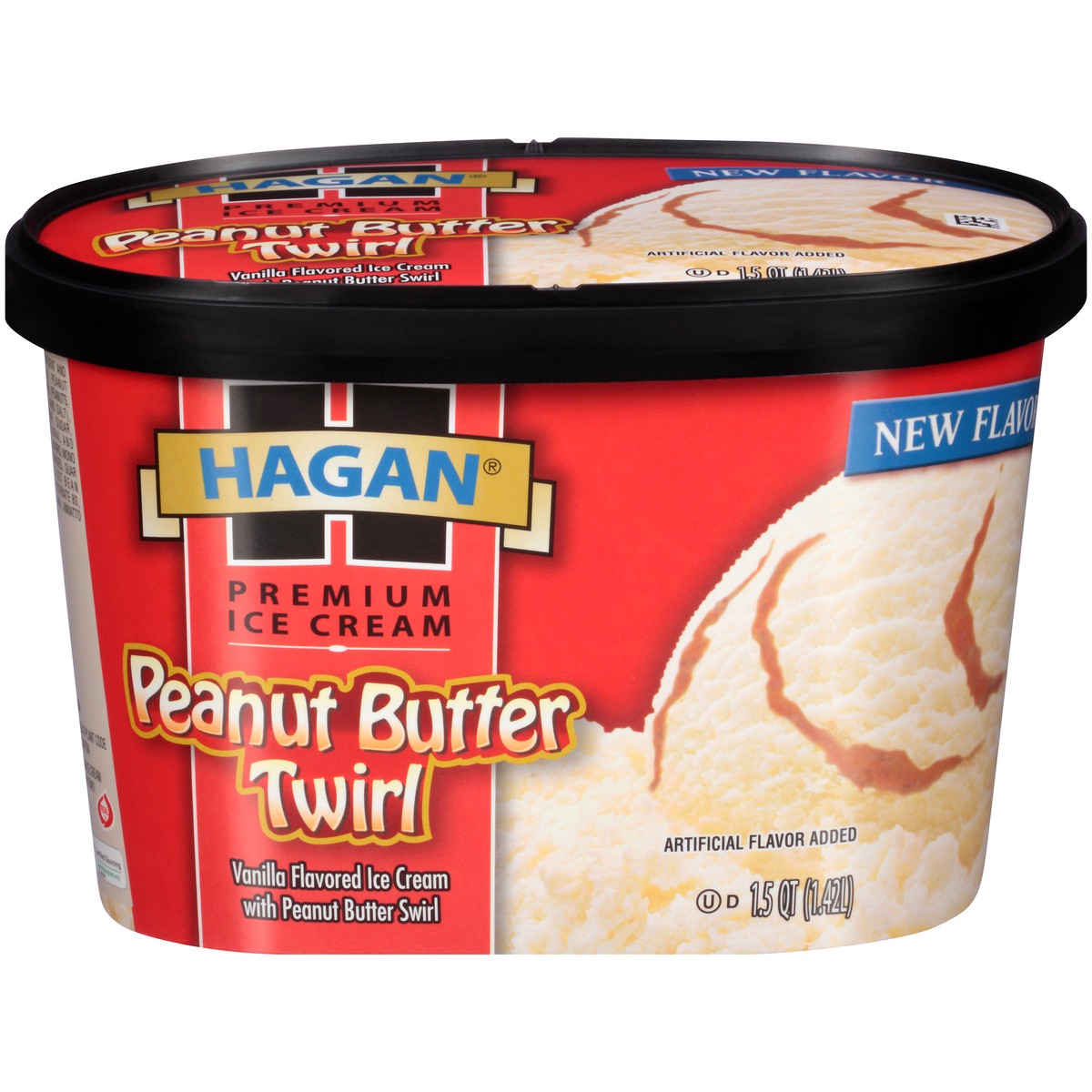 slide 1 of 10, Hagan Premium Ice Cream Peanut Butter Twirl 1.5 qt. Tub, 1.42 liter