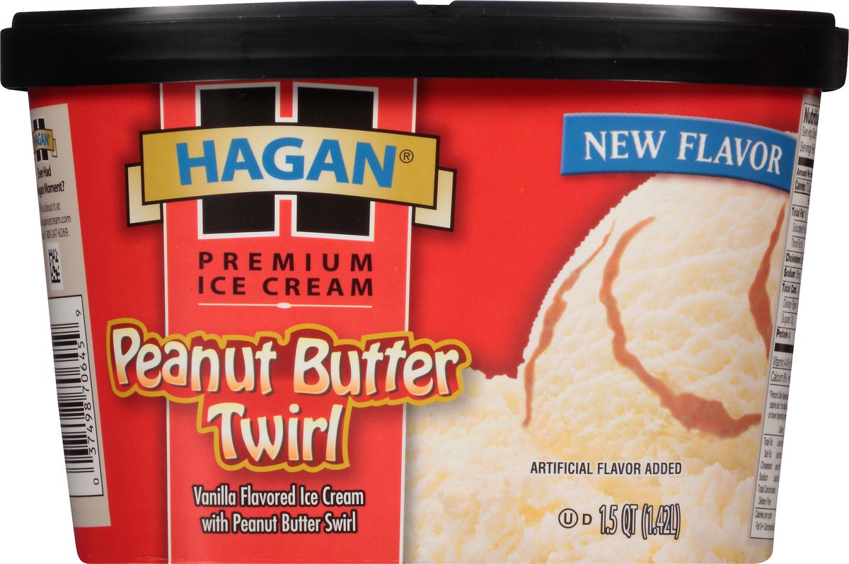 slide 7 of 10, Hagan Premium Ice Cream Peanut Butter Twirl 1.5 qt. Tub, 1.42 liter