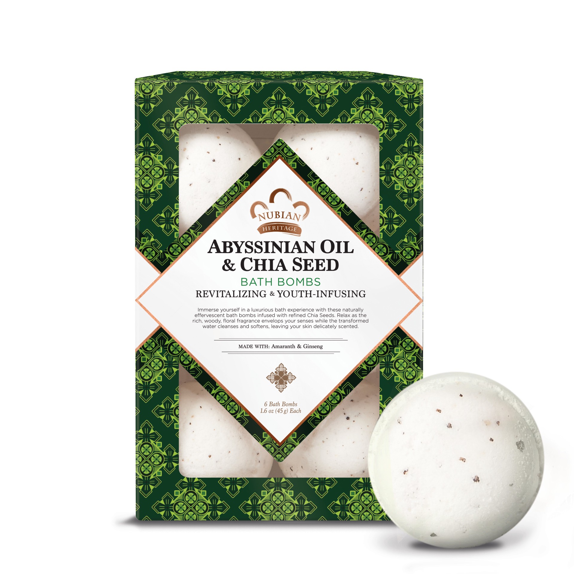 slide 1 of 3, Nubian Heritage Bath Bombs Abyssinian Oil & Chia Seed, 2 oz, 2 oz