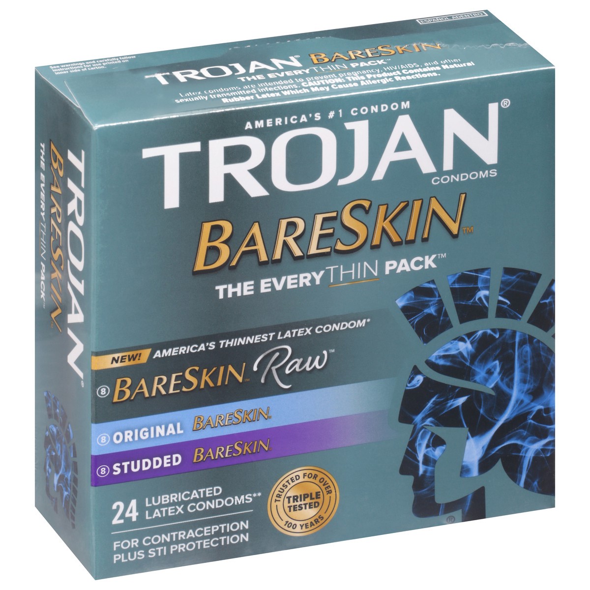 slide 4 of 9, Trojan Bareskin The EveryTHIN Pack Lubricated Condoms, 24 Count, 24 ct