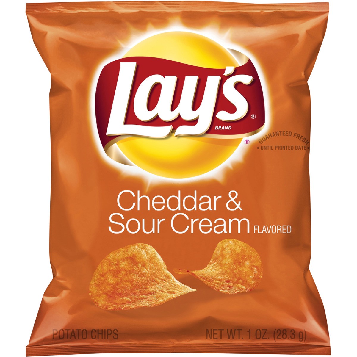 slide 2 of 2, Lay's Potato Chips, Cheddar & Sour Cream Flavored, 1 oz