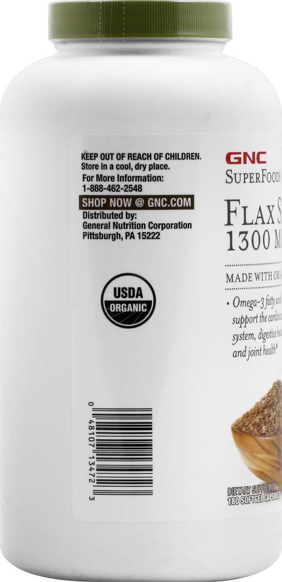 slide 3 of 6, GNC Flax Seed Oil 180 ea, 180 ct