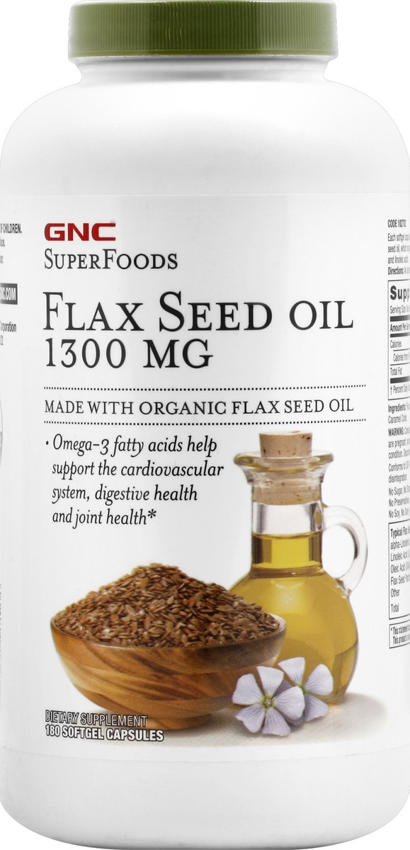 slide 5 of 6, GNC Flax Seed Oil 180 ea, 180 ct