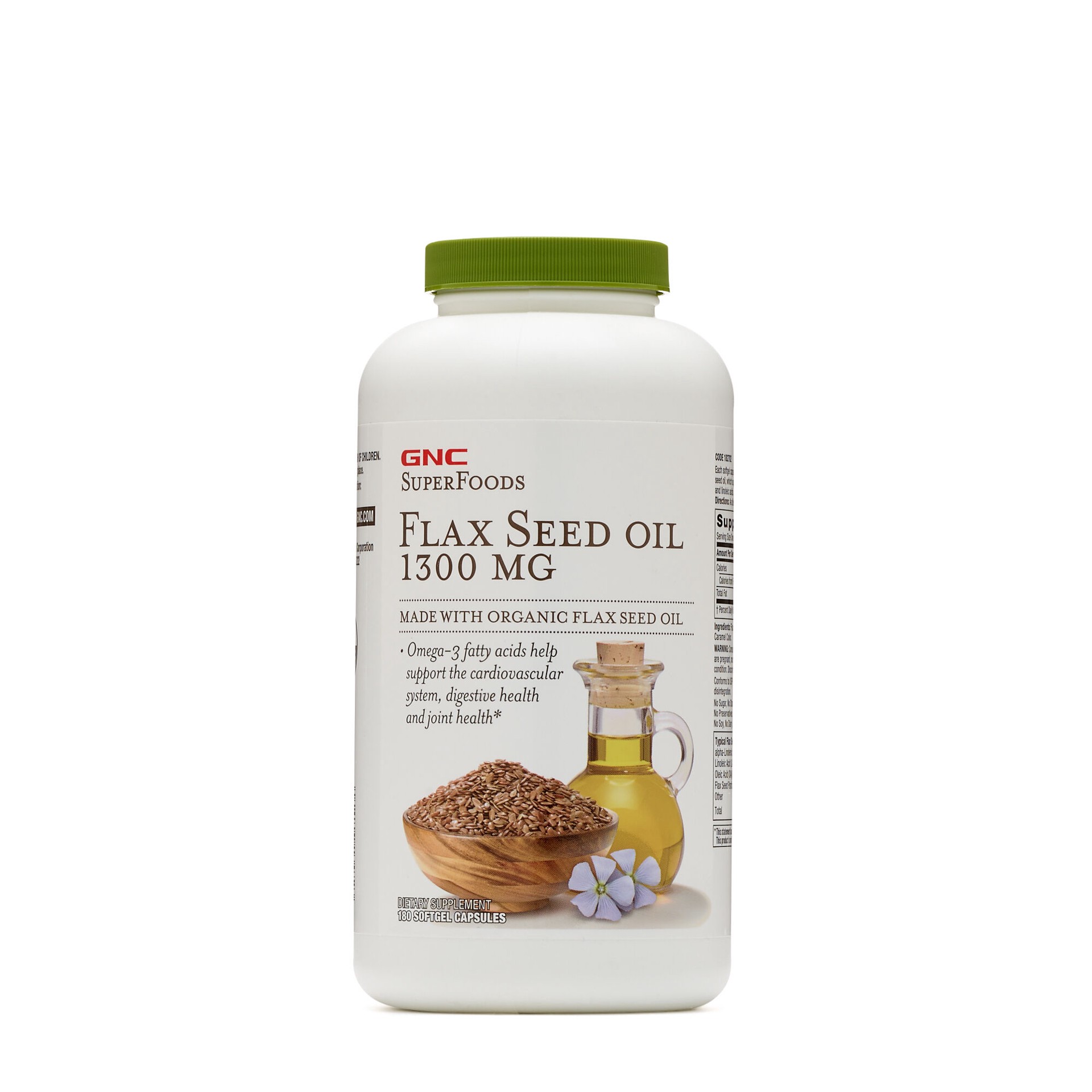 slide 1 of 6, GNC Flax Seed Oil 180 ea, 180 ct