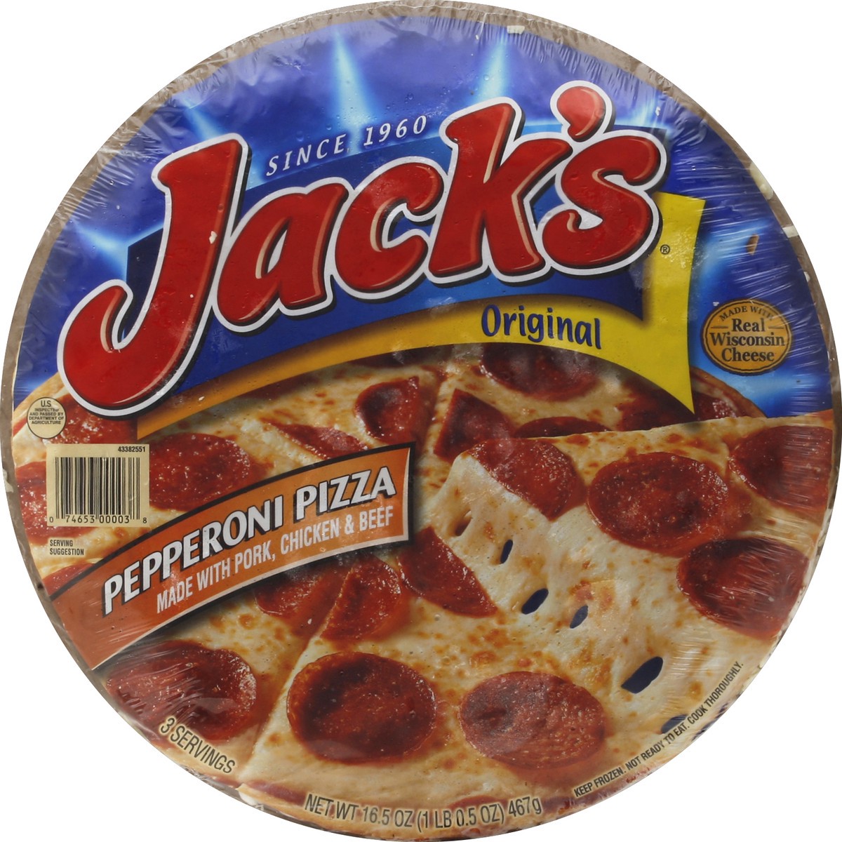slide 5 of 6, Jack's Original Thin Crust Pepperoni Frozen Pizza, 14.3 oz