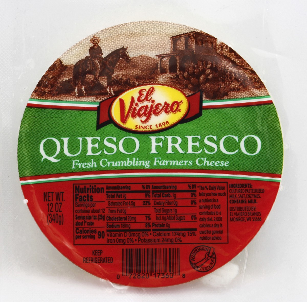 slide 5 of 5, El Viajero Queso Fresco Semi-Soft Farmer's Style Cheese, 